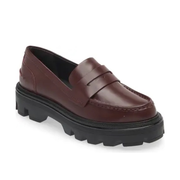 New Rag & Bone Quinn Lug Sole Loafer Burgundy Sz 39.5 - Picture 1 of 14